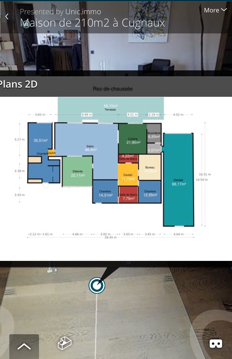 les plans de surface affichent les relevés en mètre carré. Inclus dans notre prestation de visite virtuelle. 